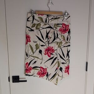 Vintage Dynamite White Pink Floral Cotton Skirt | Size 7/8 | Asymmetrical Hem